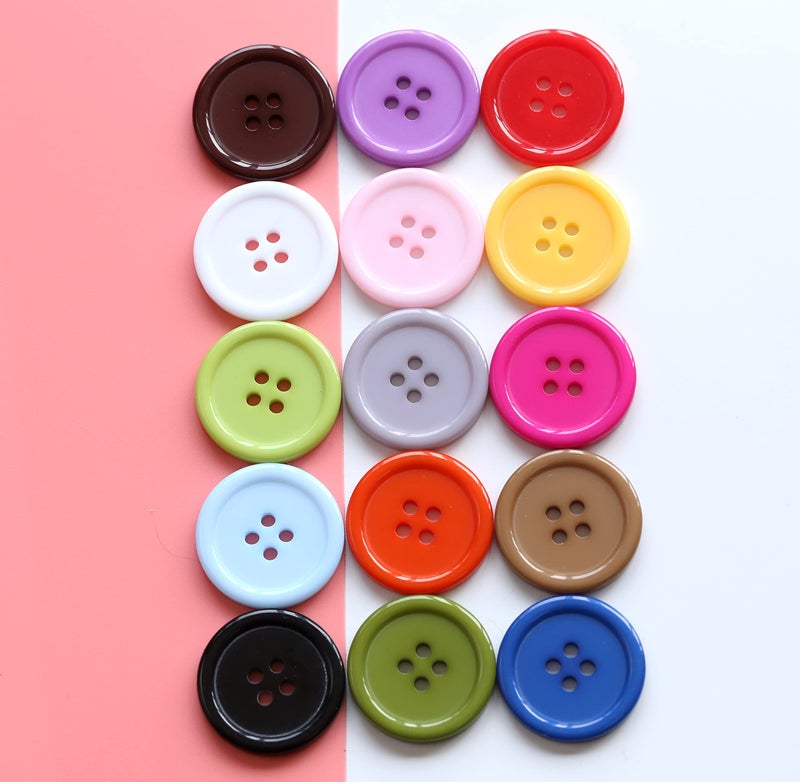 GANSSIA 1 Inch (25mm) 15 Colors Assorted Buttons Sewing Flatback Button Multicolors Pack of 90 with Box (Each Color 6 pcs) - Image 3